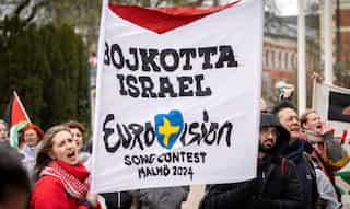 Protesters in Eurovision host city call for boycott of Israel