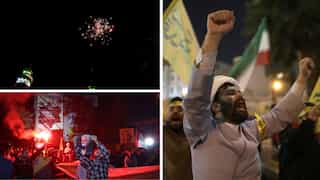 Watch: Iranians celebrate with flares and fireworks after Tehran launches attack on Israel