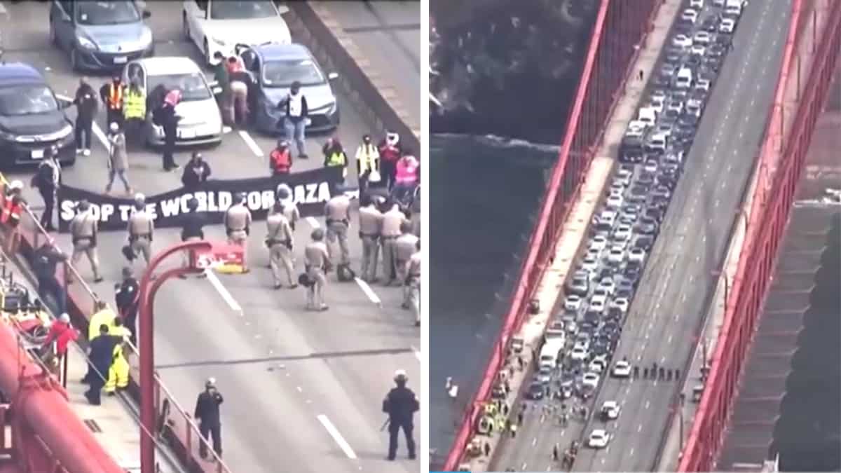WATCH: Pro-Palestinian protesters block traffic on Golden Gate Bridge ...