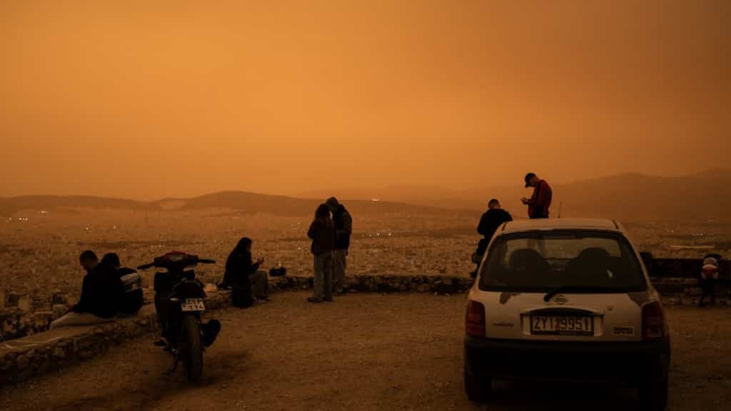 Athens turns orange! Haze envelops city as Sahara dust storm blocks sunlight