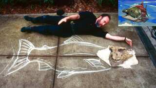 THIS prehistoric fish was nearly 9 feet long and had giant sabres for teeth