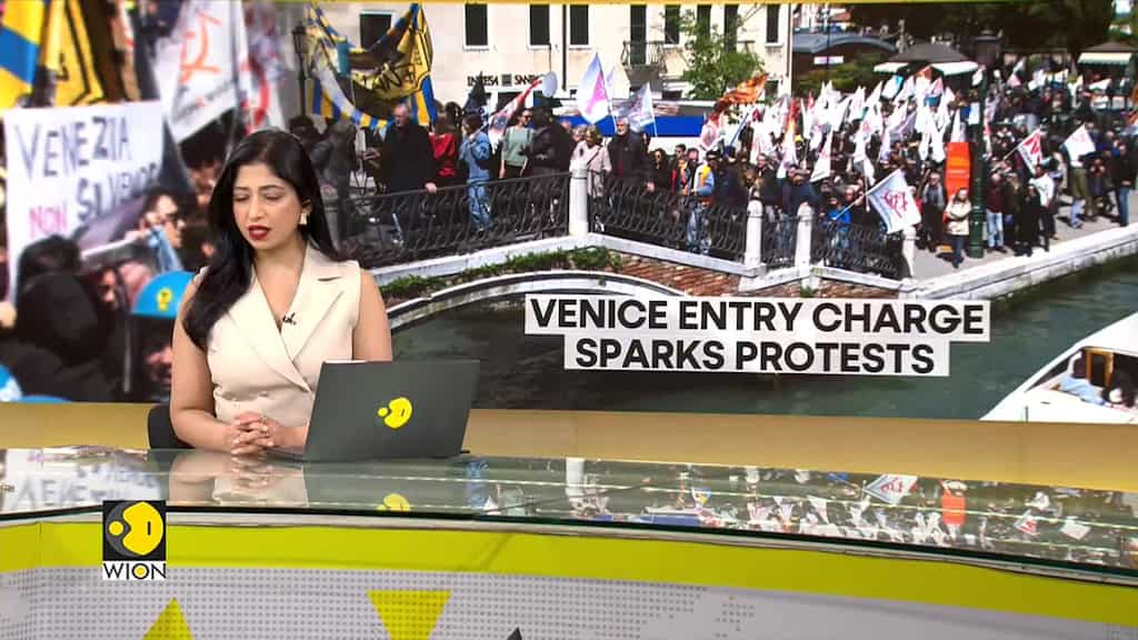 Venice residents protest as city starts charging visitors
