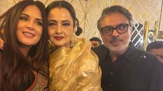 Rekha plants a kiss on Richa Chadha's baby bump at Heeramandi premiere, watch