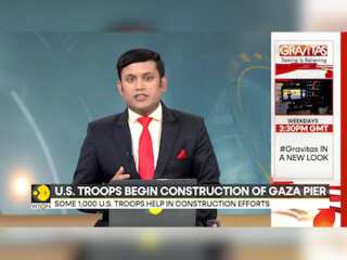 US troops begin construction of floating pier for humanitarian aid delivery in Gaza