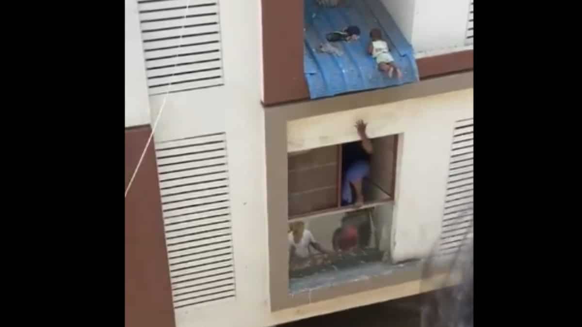 Watch: Miraculous rescue of Indian infant who fell from apartment's fourth floor in Chennai