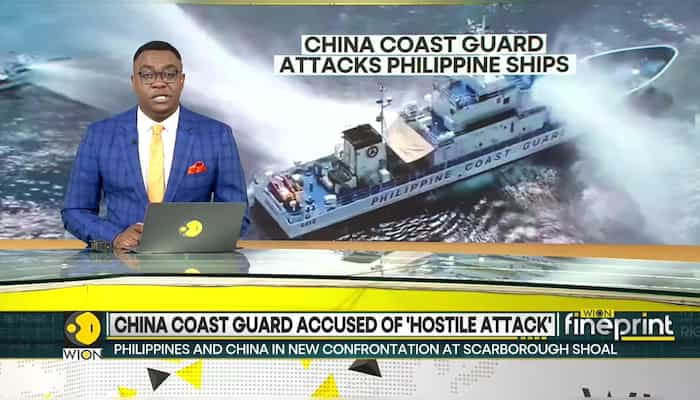 Chinese coast guard fires water cannons at Philippine vessels