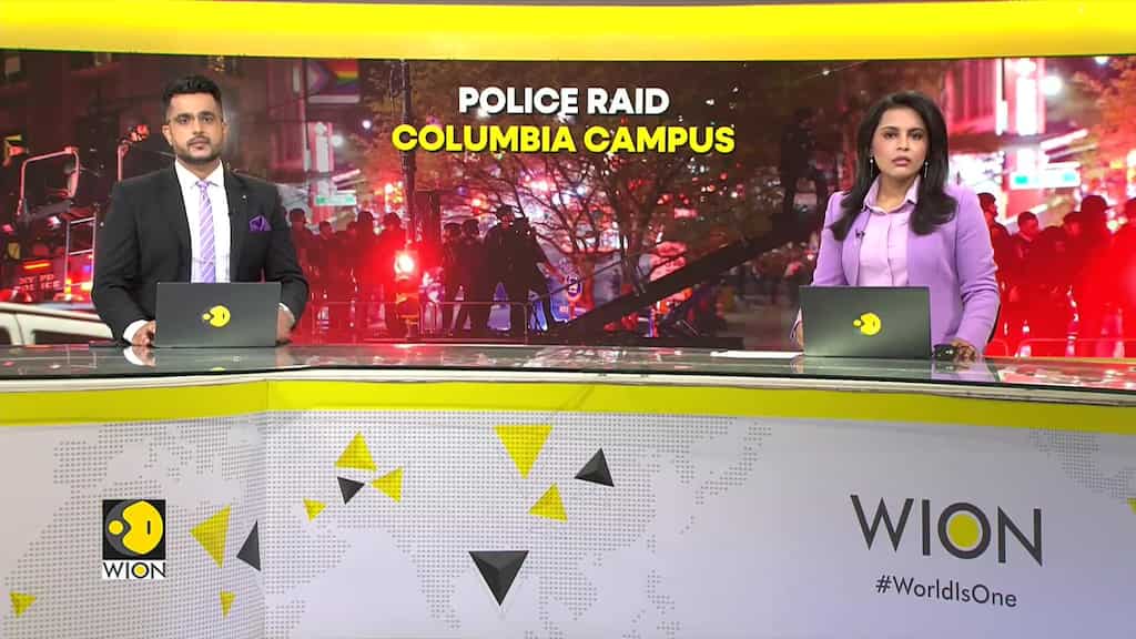 US: Police climb up second story of Hamilton hall, NYPD detains 50 detainees onto a bus
