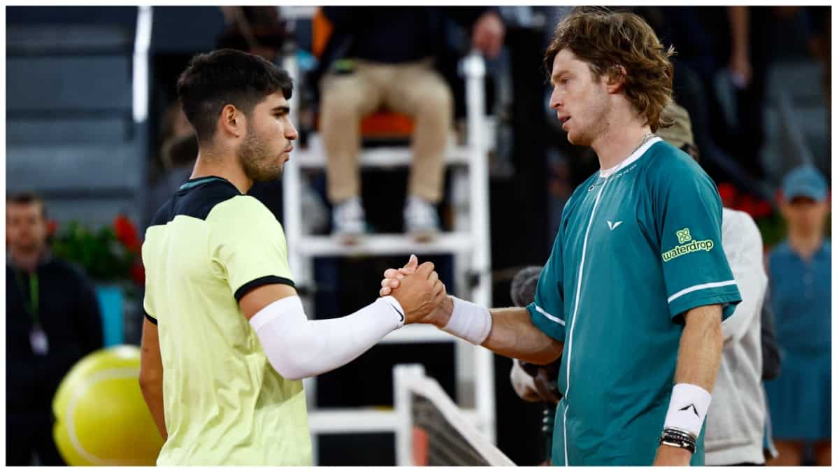 Tennis: Flawless Andrey Rublev knocks out champion Carlos Alcaraz to move into Madrid semis Tennis: Flawless Andrey Rublev knocks out champion Carlos Alcaraz to move into Madrid semis