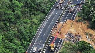 48 dead after highway road collapses in south China's Guangdong, rescue operations on