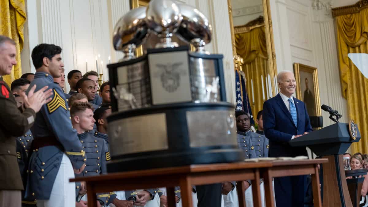 'Where are you?' Biden asks coach standing right next to him at trophy ceremony 'Where are you?' Biden asks coach standing right next to him at trophy ceremony