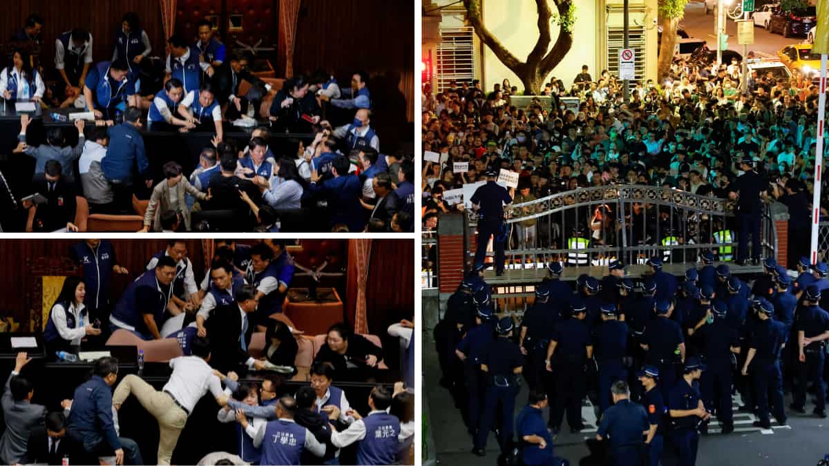 Watch: Amid clashes in parliament, Taiwanese lawmaker snatches bill, runs away to stop its passage
