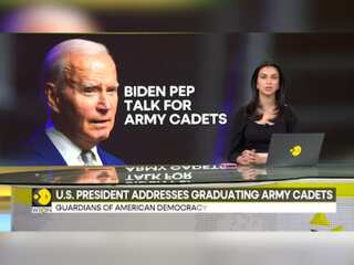 US President Joe Biden addresses graduating army cadets