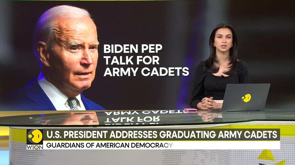 US President Joe Biden addresses graduating army cadets