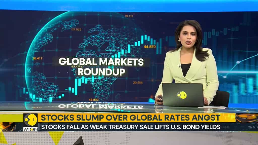 Stocks fall as weak treasury sale lifts US Bond yields