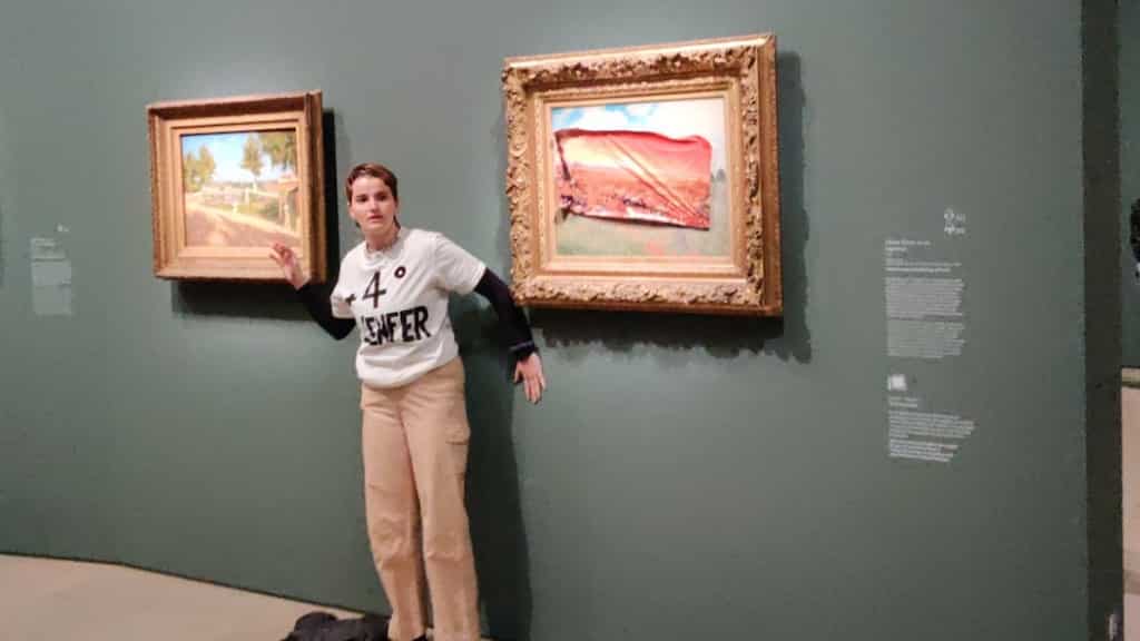 WATCH: Climate activist arrested after sticking protest poster on famous Monet painting in Paris