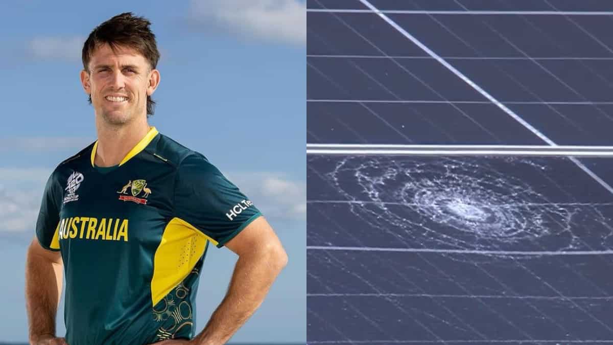 T20 World Cup: Mitchell Marsh leaves his mark at Kensington Oval, breaks solar panel glass - WATCH T20 World Cup: Mitchell Marsh leaves his mark at Kensington Oval, breaks solar panel glass - WATCH