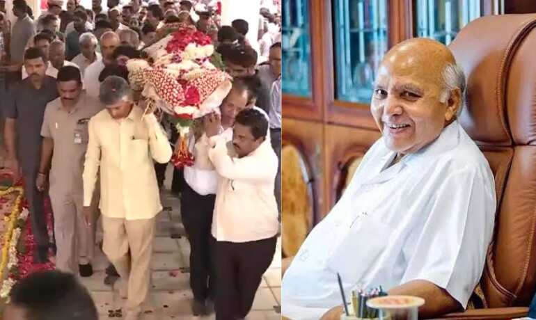 Media tycoon Ramoji Rao laid to rest; TDP chief Chandrababu Naidu attends last rites Media tycoon Ramoji Rao laid to rest; TDP chief Chandrababu Naidu attends last rites
