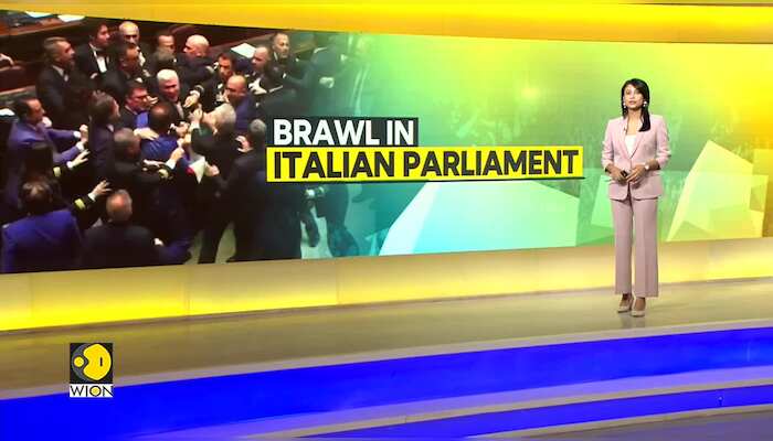 Fistfight between Italian lawmakers as they discussed a bill over local autonomies