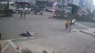 Video: Speeding car hits woman while crossing road, throws her into air