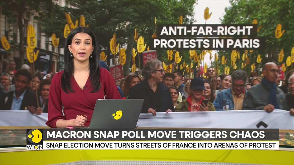France elections: Thousands gather to protest against surge of far right