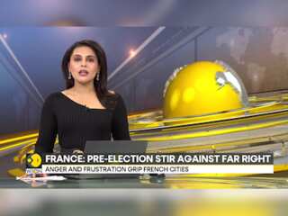 France elections: Thousands gather to protest against surge of far right