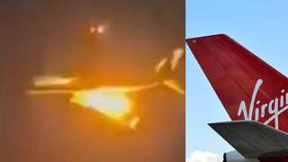 Virgin Australia plane's engine bursts into flames mid-air after suspected bird strike