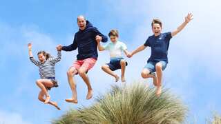 Prince William jumps in joy with his three children in a birthday photo clicked by Kate 