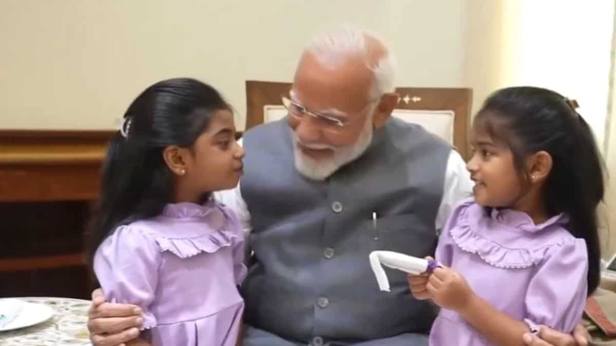 WATCH: PM Modi receives two special visitors at his office in Parliament, who are they?