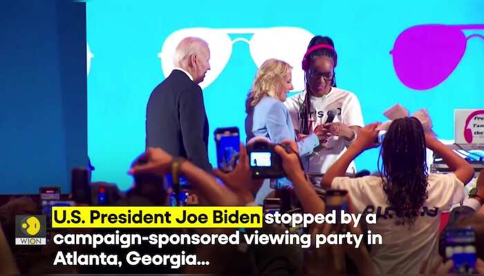 US: President Biden drops by a campaign event after debating Donald Trump