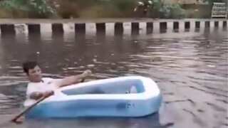 Video: Delhi BJP Councillor Ravinder Singh Negi rows boat amid severe waterlogging