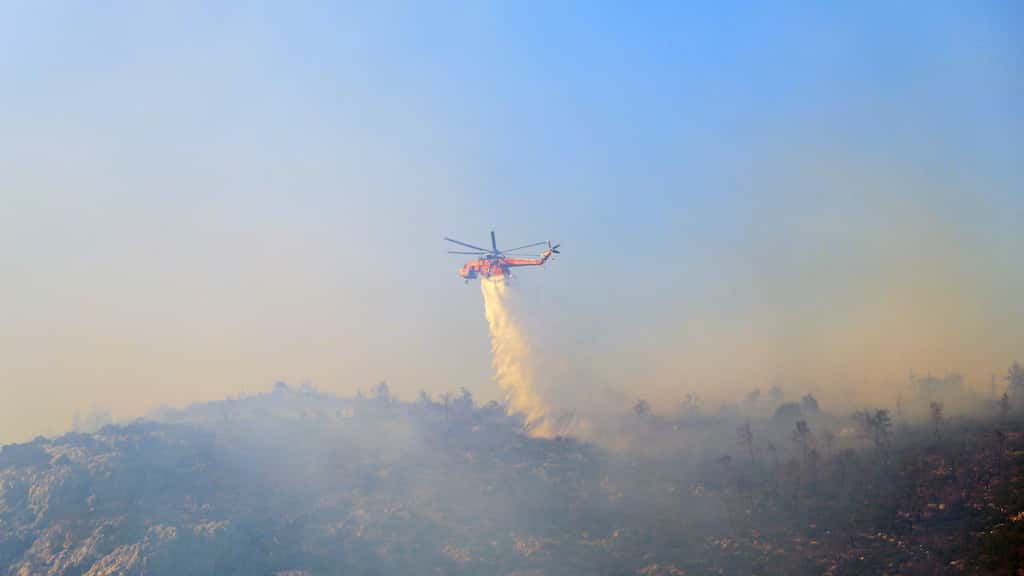 Dozens of firefighters in Greece battle to stop wildfire ignited north of Athens