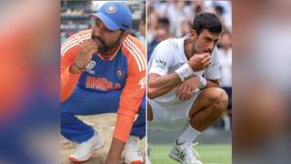 T20 World Cup: Rohit Sharma recreates Novak Djokovic's iconic 'grass-eating' celebration - WATCH