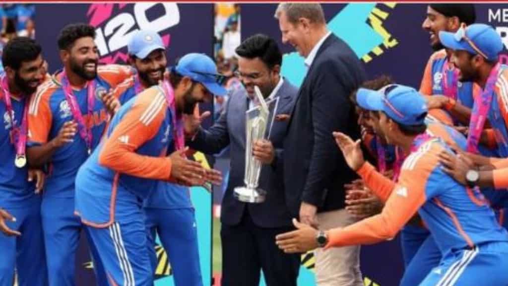 FIFA joins in the fun, shares picture showing Rohit Sharma and Lionel Messi taking the fun walk to the podium