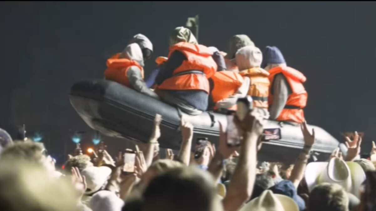 Banksy seemingly confirms he was behind migrant boat stunt at Glastonbury