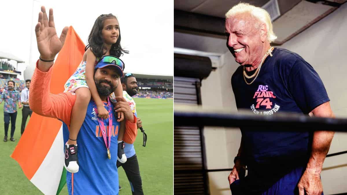 Wooo! WWE Legend Ric Flair reacts to Rohit Sharma’s iconic walk after ...