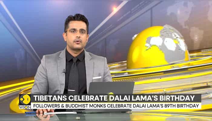 Buddhist monks & followers celebrate Dalai Lama's 89th birthday