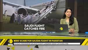 Pakistan: Saudia flight landing gear catches fire