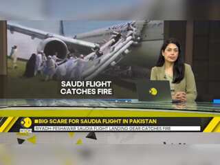 Pakistan: Saudia flight landing gear catches fire