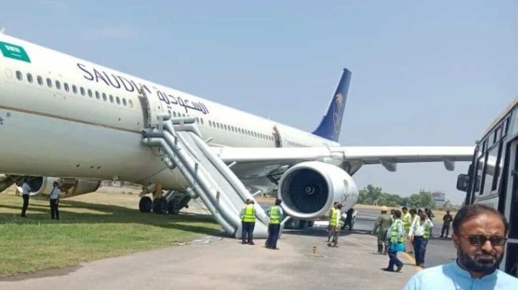 Video: Saudia plane catches fire after landing at Pakistan's Peshawar airport