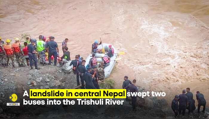 Landslide in Nepal sweeps two buses with 63 passengers into Trishuli river