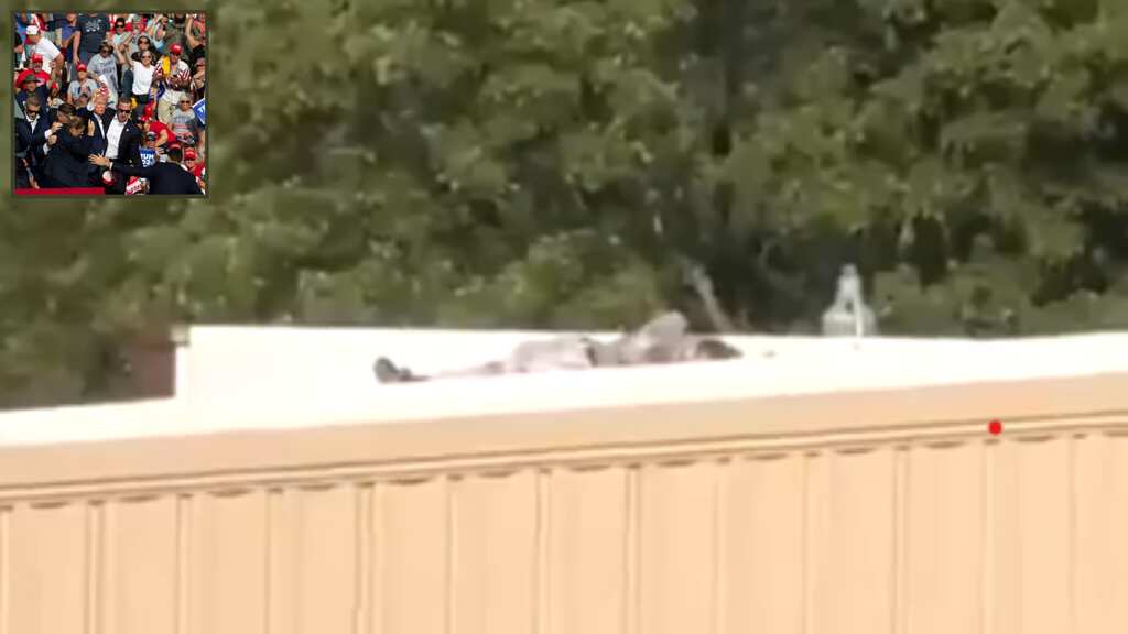VIDEO: Footage shows alleged Donald Trump shooter lying dead on roof