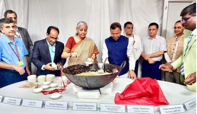 Watch: Indian Finance Minister Nirmala Sitharaman takes part in customary pre-budget ‘Halwa’ ceremony
