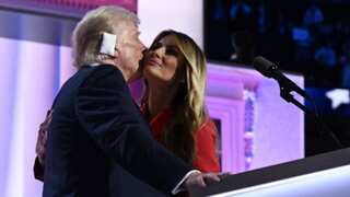 Melania Trump stands next to her husband as he accepts Republican nomination