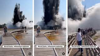 Watch: Ground explodes in Yellowstone geyser as tourists run for life, call it 'incredibly scary'