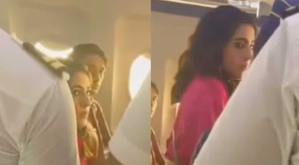 Sara Ali Khan gets angry at air hostess in a plane; watch viral video