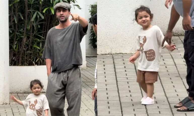 Ranbir Kapoor and daughter Raha's Sunday day out, netizens call her Alia's replica