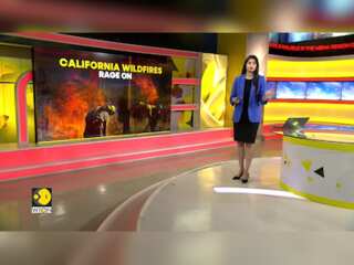 California Wildfire: Firefighters battle the wind-driven blaze with aerial support