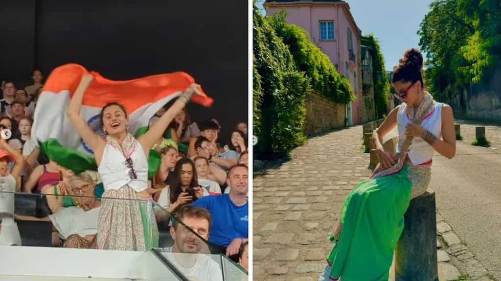 Taapsee Pannu cheers excitedly for India at Paris Olympics; see pics, video