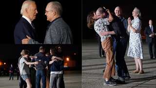 Freed Americans return home following historic prisoner swap; Biden, Harris greet them at airport