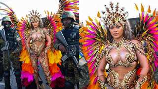 Rihanna flaunts curves in bedazzled Carnival costume at Crop Over festival: Viral
